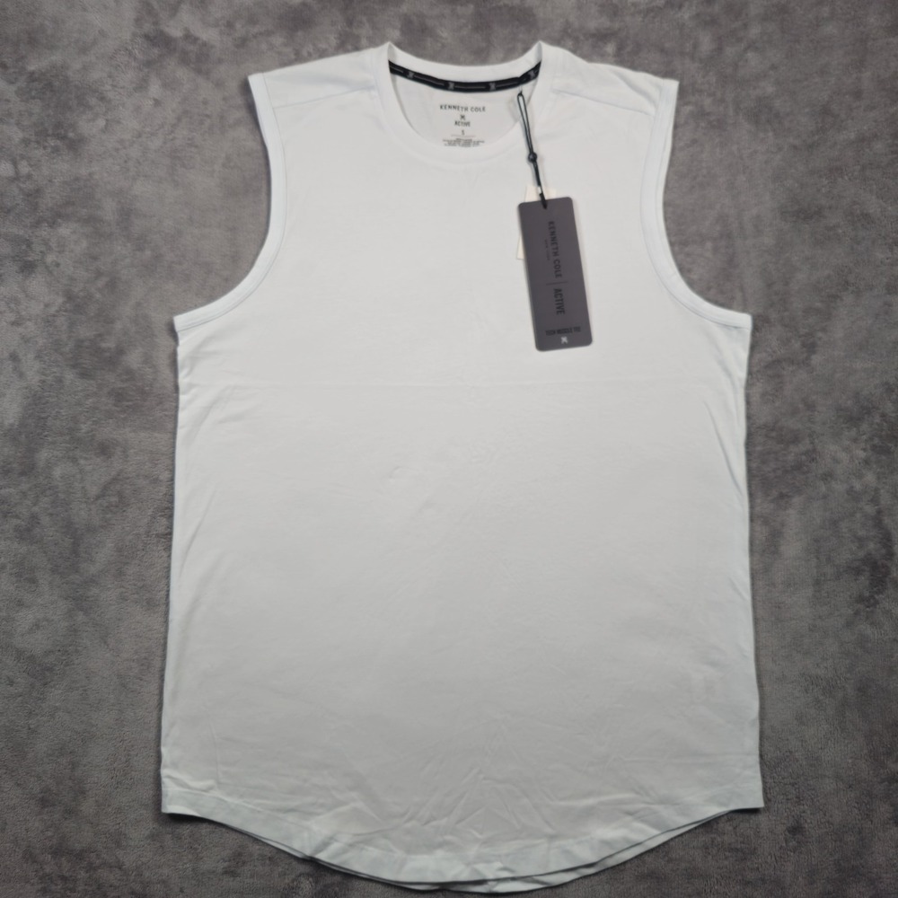 Kenneth Cole Men's Active Tech Muscle Tee Stretch Soft Cotton UPF 50+White Small